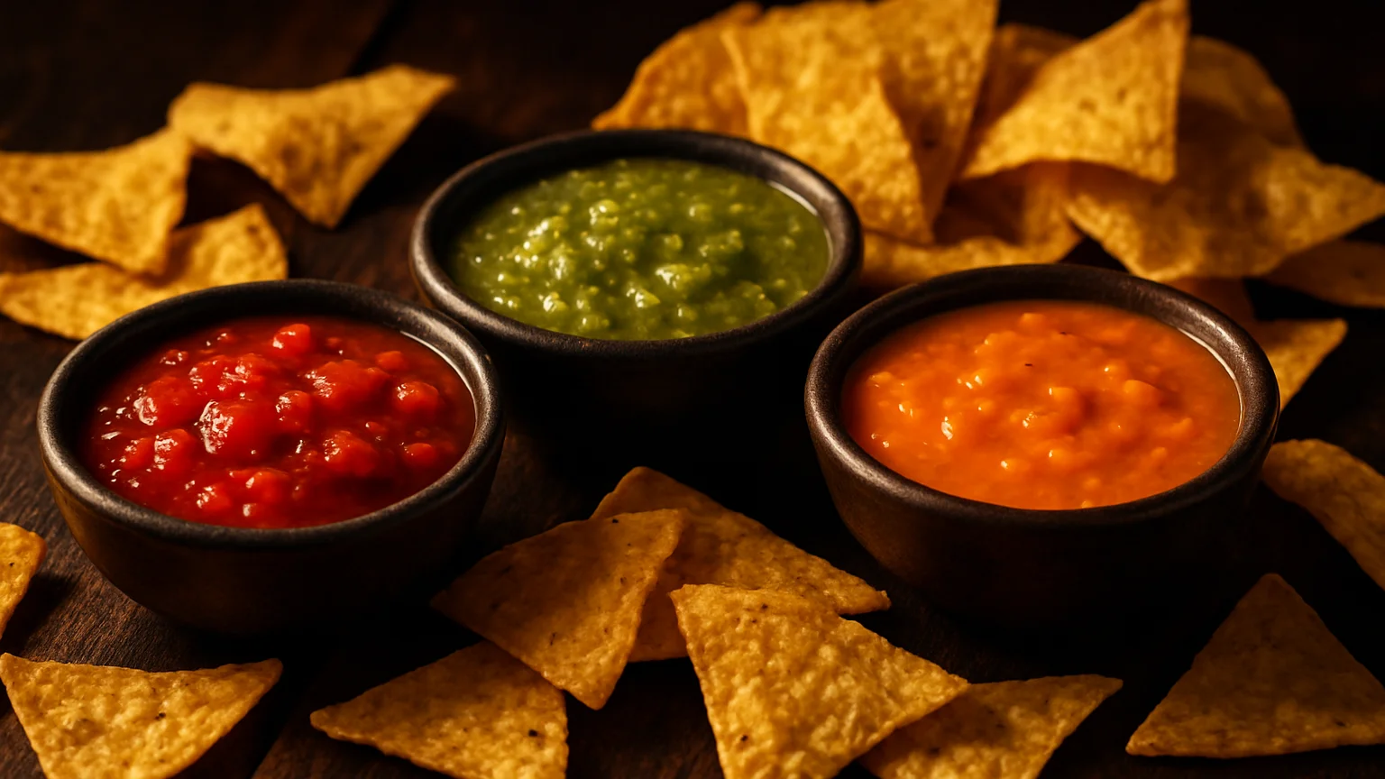 Close shot of a small serving spread of tacos and sides on a dark